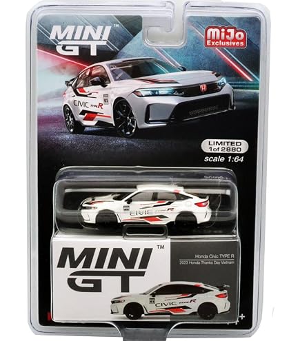 MINI GT ホンダ・シビック・タイプR (ブーストブルーパール)チェイスカー Amazon | MINI GT 1:64 スケール MiJo 限定 - ホンダ・シビック